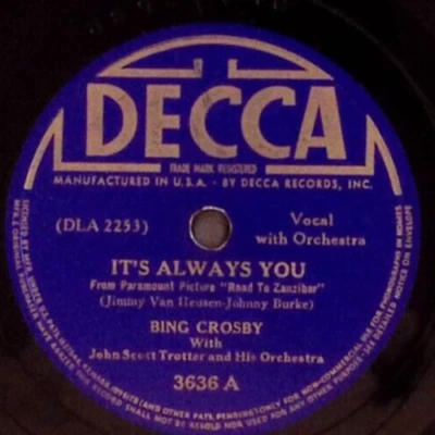 BING CROSBY ITS ALWAYS YOU/YOU LUCKY PEOPLE YOU DECCA 78 RPM 109-7 - Image 1 of 3