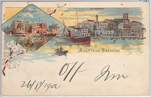 CARTOLINA d'Epoca - BRINDISI Città - SALUTI 1900 - Picture 1 of 1