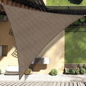 Brown Outdoor Triangle Sun Shade Sail Canopy Shelter Cover Patio Awning Garden - Picture 1 of 10
