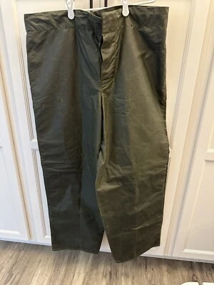 BARBOUR-A124 LINED OVER TROUSERS -WAXED COTTON Made in England Size Medium - Image 1 of 4