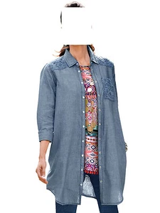 Together LONG BLUSE MIT SPITZE BLAU GR. 44 0617881946 - Picture 1 of 6