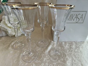 Set Of 4 Vintage Mikasa Jamestown Crystal Clear Goblet Glasses NIB - Picture 1 of 4