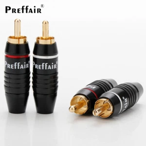 Preffair 4 Stück HiFi Cinch Stecker vergoldet Messing Stecker Signalkabel Adapter - Bild 1 von 18