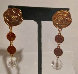 LCI Ohrhänger Ohrhänger goldfarben Designer signiert Schmuck ✞ - Bild 1 von 10