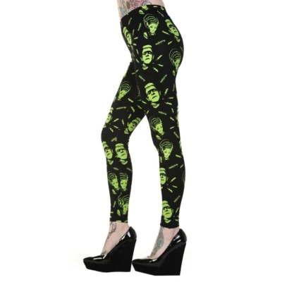 Banned Apparel Frankenstein and Bride Leggings Tattoo Womens Clothing - Image 1 of 3