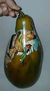 Hand Painted & Carved 3 Bluegil/Panfish? Gourd Signed Mohreny 11"x5" OOAK? - Bild 1 von 14