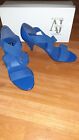 Aj Valenci Women's Stretch Strappy Sandals Cone Heel Royal Blue Size 10 W New