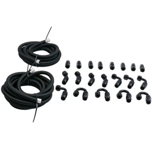 8AN Nylon Braided Oil Fuel Hose + 0 45 90 180 Degree Reusable Swive Hose End Kit - Picture 1 of 7