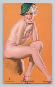 Mutoscope Earl Moran A Clothes Call Girlie Arcade Card Risqué cc 