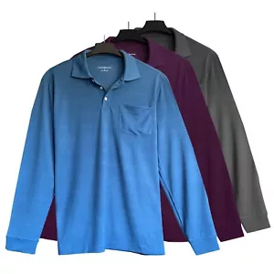 Nuevo Polo Croft & Barrow Para Hombre Fácil de Cuidado Manga Larga Rayas Texturizadas Bolsillo - Imagen 1 de 4