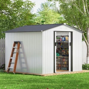 HOGYME 8x8Ft Storage Shed Outdoor Utility Tool Storage House Garden Lockable - Picture 1 of 17