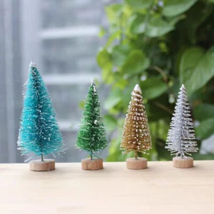 12PCS Christmas Small Pine Mini Tree Sisal Bottle Brush Snow Frost Fake Tree Ne* - Picture 1 of 15