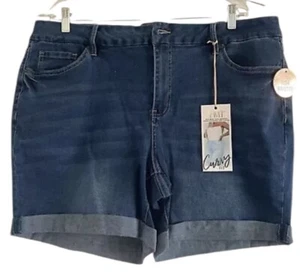 YMI (NWT)Curvy Fit Women's Blue Cuffed Ultra HighWaisted Shorts-Sizes 16 & 18 - Picture 1 of 9