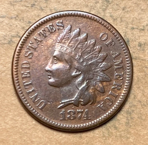 1874 Indian Cent AU Cover
