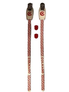Cinghie Fermapiedi Pedali Bici Corsa Epoca Eroica Vintage Bianco-Rosso COLNAGO - Imagen 1 de 2