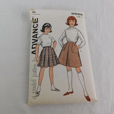 Advance Vintage Girls Sewing Pattern 9698 Pleated Flared Culotte Skirt Size 12 - Image 1 of 4
