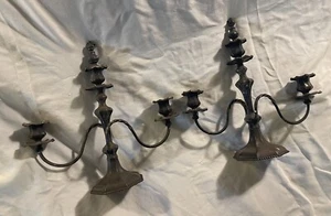 Matched PAIR Reed & Barton 736 Silver Plate Candelabra w/ flame finials - Picture 1 of 19