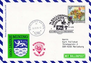 BPÖ_003 Österreich: 74. Ballonpost 26.10.1985 - 1100 Jahre Mining = Braunau - Bild 1 von 1