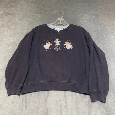 Sudadera Pullover De Colección Shenanigans Para Mujer Pequeña Grande Azul Parche Ángel Algodón Foto 1 de 4