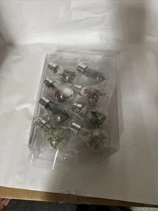 Light Bulb Ornaments Filled With Holly And Pine Greenery Snow Set of 8 NEW - Picture 1 of 8