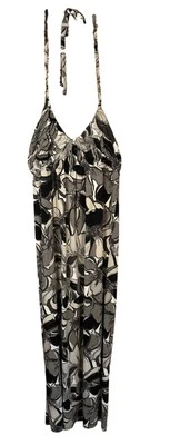 Nuevo con etiquetas Maxi Vestido Elle Mujeres XS 12x49 Cuello Halter Verano Floral Abstracto Negro Foto 1 de 4
