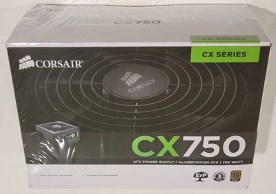 Corsair CX Series CX750 750 Watts 80 Plus Power Supply NEW - Image 1 of 4