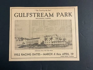 GULFSTREAM PARK RACE TRACK NEW CLUBHOUSE CLIPPING 1952 Horse Racing - Picture 1 of 2