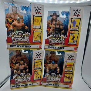 Set of 4 WWE Knuckle Crunchers Figures Wave 6 Undertaker Cena Rey Drew McIntyre - Picture 1 of 8