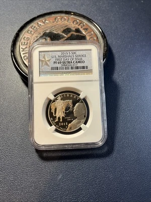 2015 S 50c US Marshals Service Coin NGC PF 69 Ultra Cameo First Day Issue - Image 1 of 4