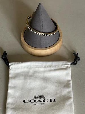 "BRAZALETE BRAZALETE COACH NY TONO DORADO FIRMA ESMALTE CIRCONITA BISAGRAS 7,5""" Foto 1 de 4