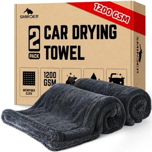 2-Pack 1200 GSM Car Drying Towels – Microfiber Towels for Cars (36" x 24"), U... - Picture 1 of 7