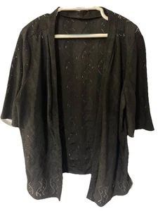 Cardigan estivo SHEIN Curve taglia 2XL donna aperto davanti nero busto 46” L 27” - Foto 1 di 5