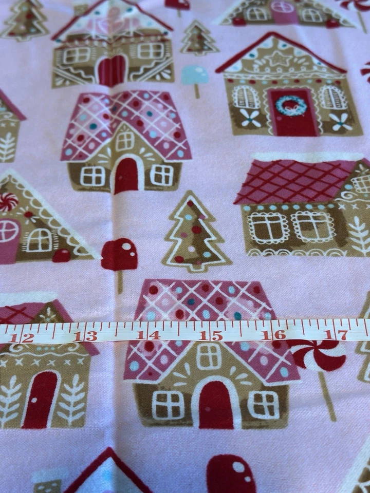 Pink Gingerbread House Flannel Fabric 1 1/2 Yards - Image 1 of 1