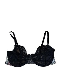 Studio La Perla Black Lace Balconette Bra Size 38C Sheer Underwired