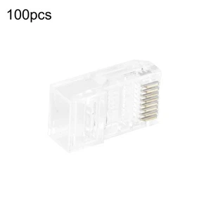 100 Pcs RJ45 Network Shielded Modular Plug CAT5e 8P8C Connector End Pass Through - Photo 1/7
