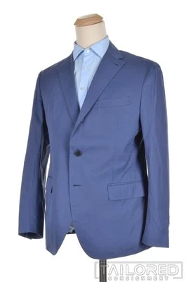 CANTARELLI Solid Blue 100% Cotton Blazer Sport Coat Jacket - EU 52 / US 42 R - Image 1 of 4
