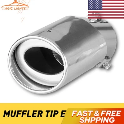 Silenciador silenciador acero inoxidable garganta cola trasera punta tubo escape coche plateado piezas Foto 1 de 4
