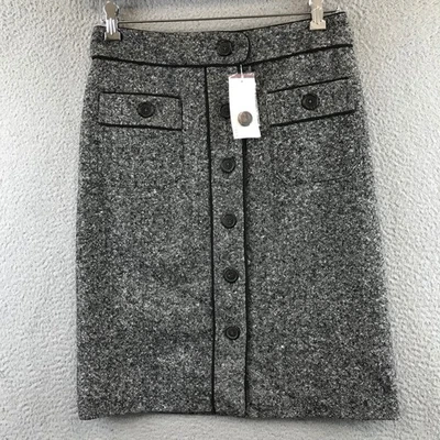 Nueva Falda Lápiz MICHAEL KORS Tweed Botón Frontal Marfil Talla 4 Foto 1 de 4