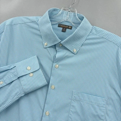 Peter Millar Shirt Mens XL Blue Gingham Summer Comfort Button Down Stretch Golf - Image 1 of 4