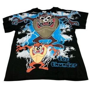 HERREN LOONEY TUNES TAZ AOP ALL OVER PRINT THUNDER LIGHTNING SINGLE STITCH XL NEU - Bild 1 von 7