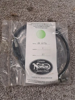 NORTON COMMANDO 850 MK3 GENUINE TOP THROTTLE CABLE 19.25IN 06-6714 NOS 1 - Image 1 of 4