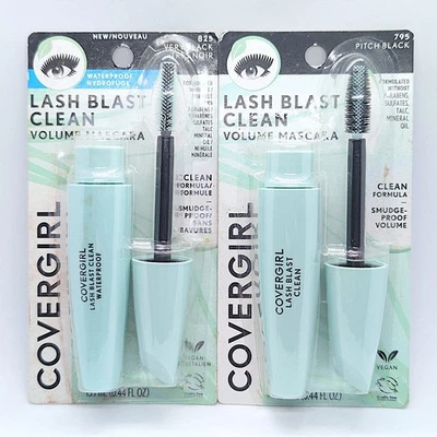 COVERGIRL LASH BLAST CLEAN MASCARA #795 Pitch Black 825 Very Black WP 2pk -READ- - Image 1 of 2