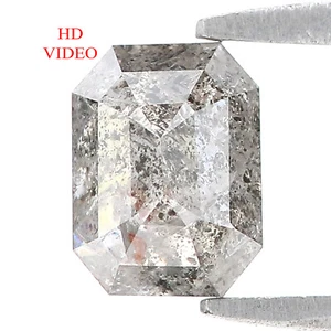 0.95 CT Natural Loose Emerald Cut 6.65 MM Diamond Salt And Pepper Diamond LQ2017 - Picture 1 of 8