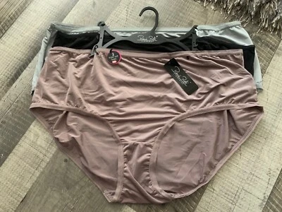 NWT Womens Rene Rofe Polyester/Spandex Briefs 3 Pack, Black, Tan, Gray;  3X - Image 1 of 2