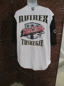 Vintage 90s Avirex Baseball Jersey Shirt Red Tails Tuskegee Airmen Streetwear M - Bild 1 von 4