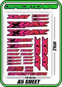 XRAY RC A5 STICKER SHEET NT1 T4 XB9 RX8 ELECTRIC NITRO DECALS R/C PINK RED B - Picture 1 of 7