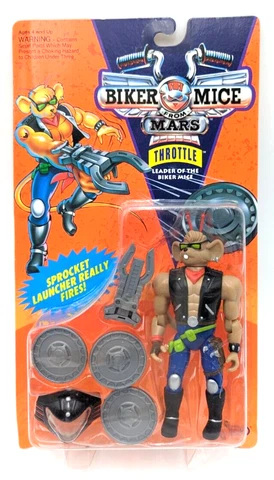 Vintage 1993 Galoob Biker Mice from Mars Throttle Action Figure Sealed New MOC Cover