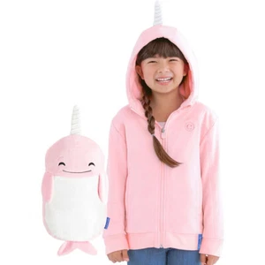 $45 Cubcoats Nell the Narwhal 2 in 1 Transforming Zip-Up Hoodie | Blush Marl - Picture 1 of 28