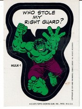 MARVEL COMIC BOOK HEROES 1974 STICKER CARD HULK-1