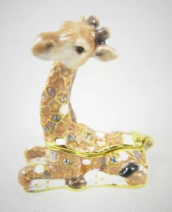 Giraffa mini portagioie in peltro gioiello decorazione fauna selvatica - Foto 1 di 2